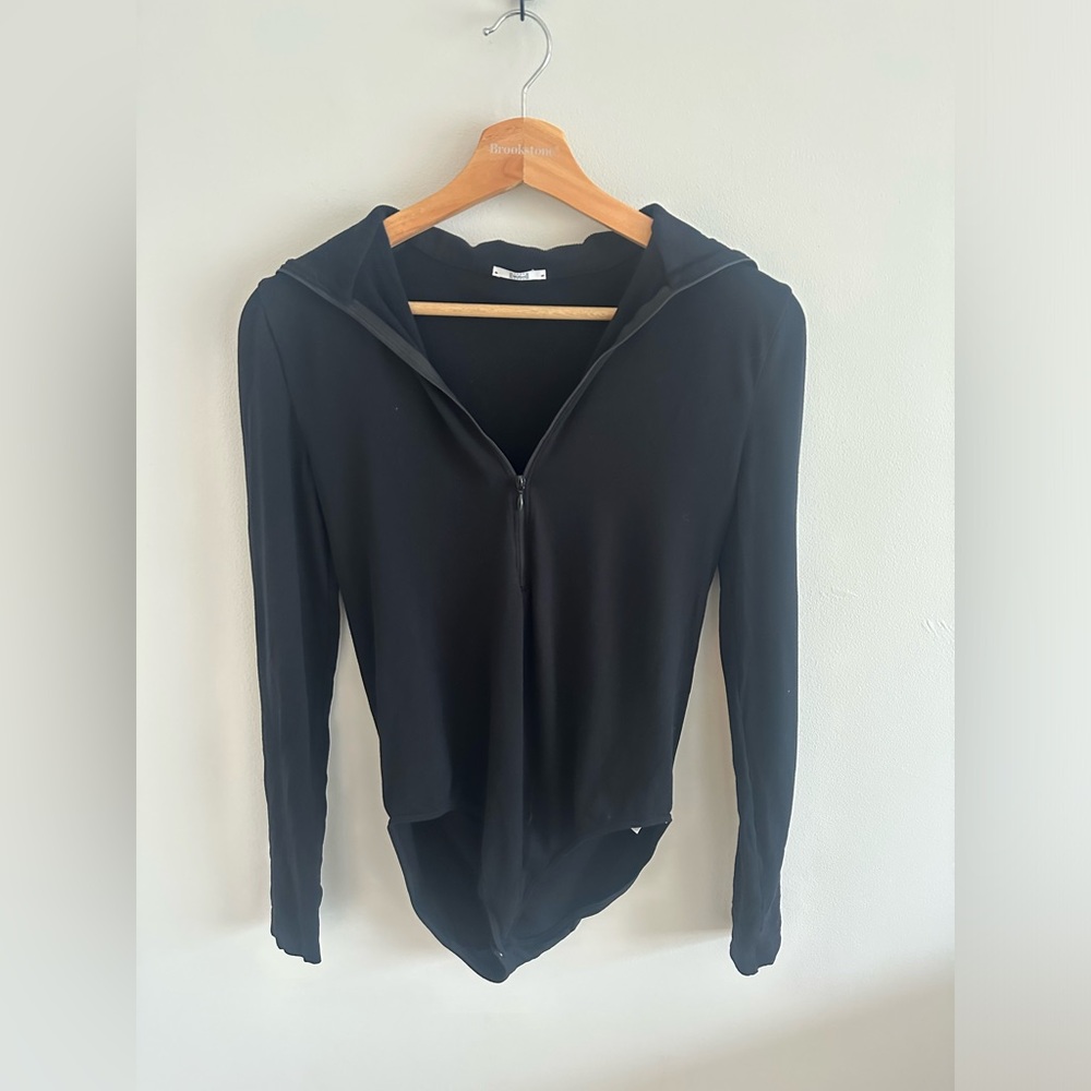 Wolford Black quarter‎ zip sweater body suit size medium
